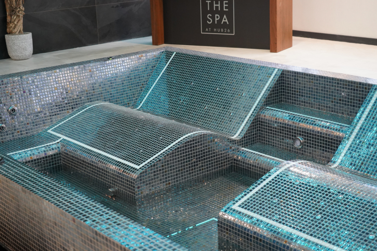 One Piece Luxury Tiled Spa Wide Teal Tile Color