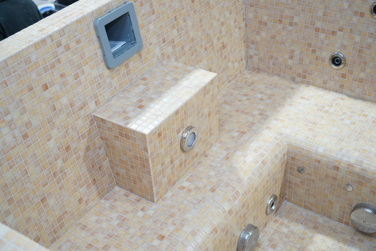 One Piece Luxury Tiled Spa Group Tan Tile